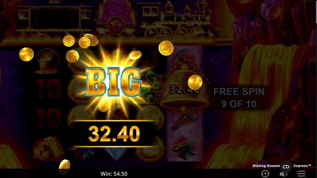 Tampilan visual slot Blazing Bonanza Rush Express dengan tema pertambangan emas.