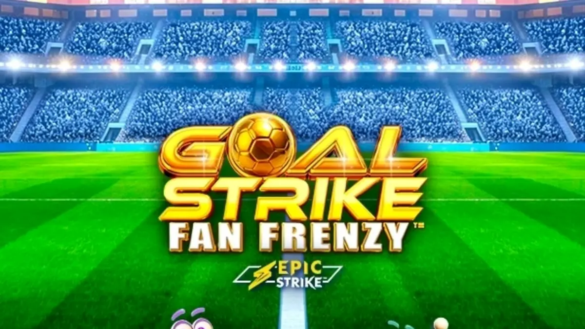 Tampilan visual slot Goal Strike Fan Frenzy dengan tema stadion sepak bola yang meriah